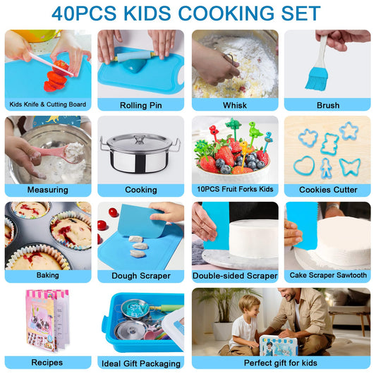 Carolart kids apron and chef hat enhancing pretend kitchen role-play.