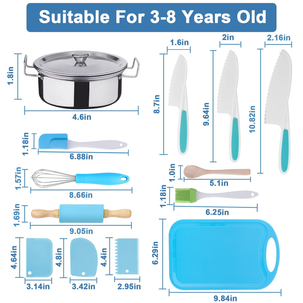 Carolart kid-safe cookware set with pots and pans for safe, hands-on imagination.