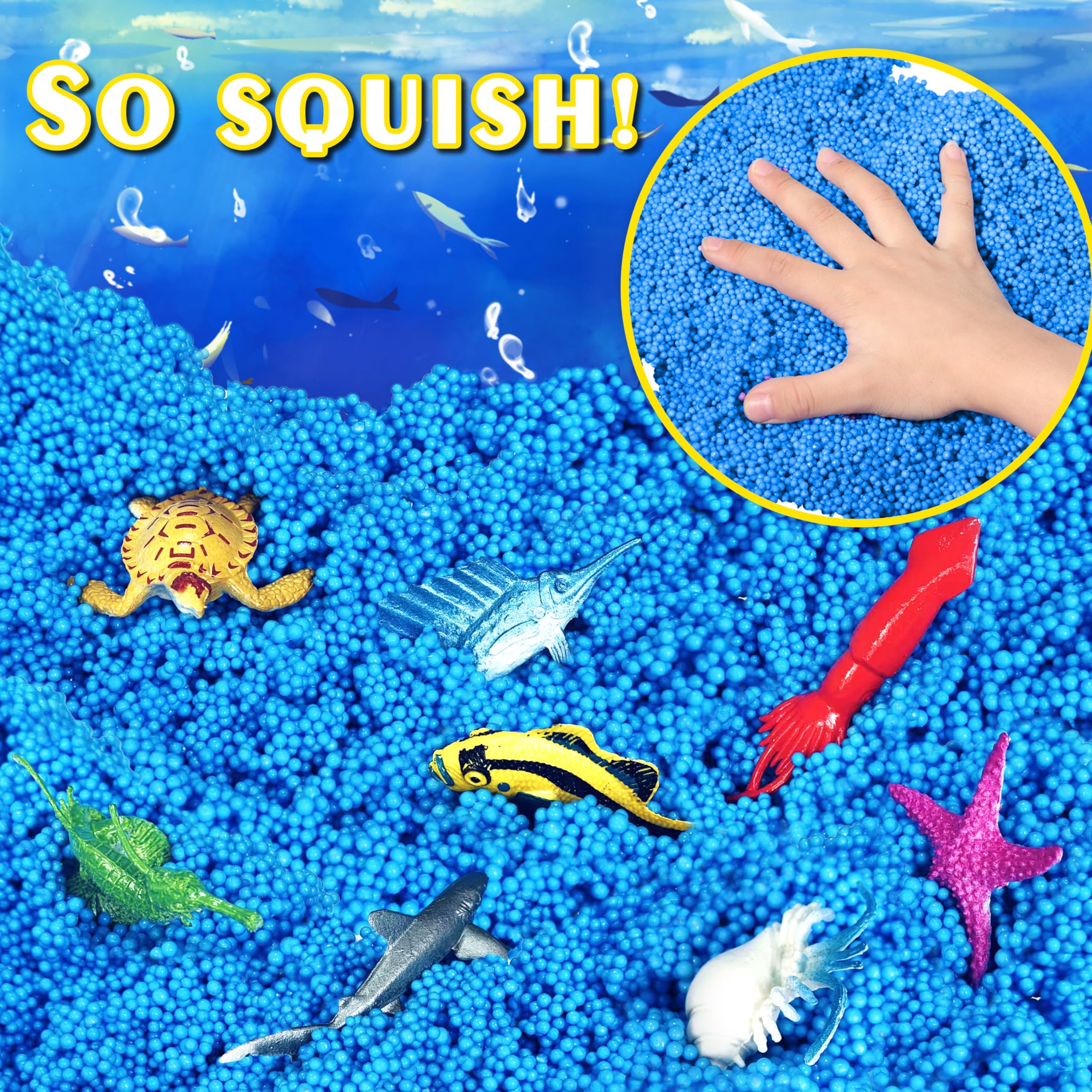 Carolart Ocean Sensory Table sand-foam kits encourage creative play indoors.