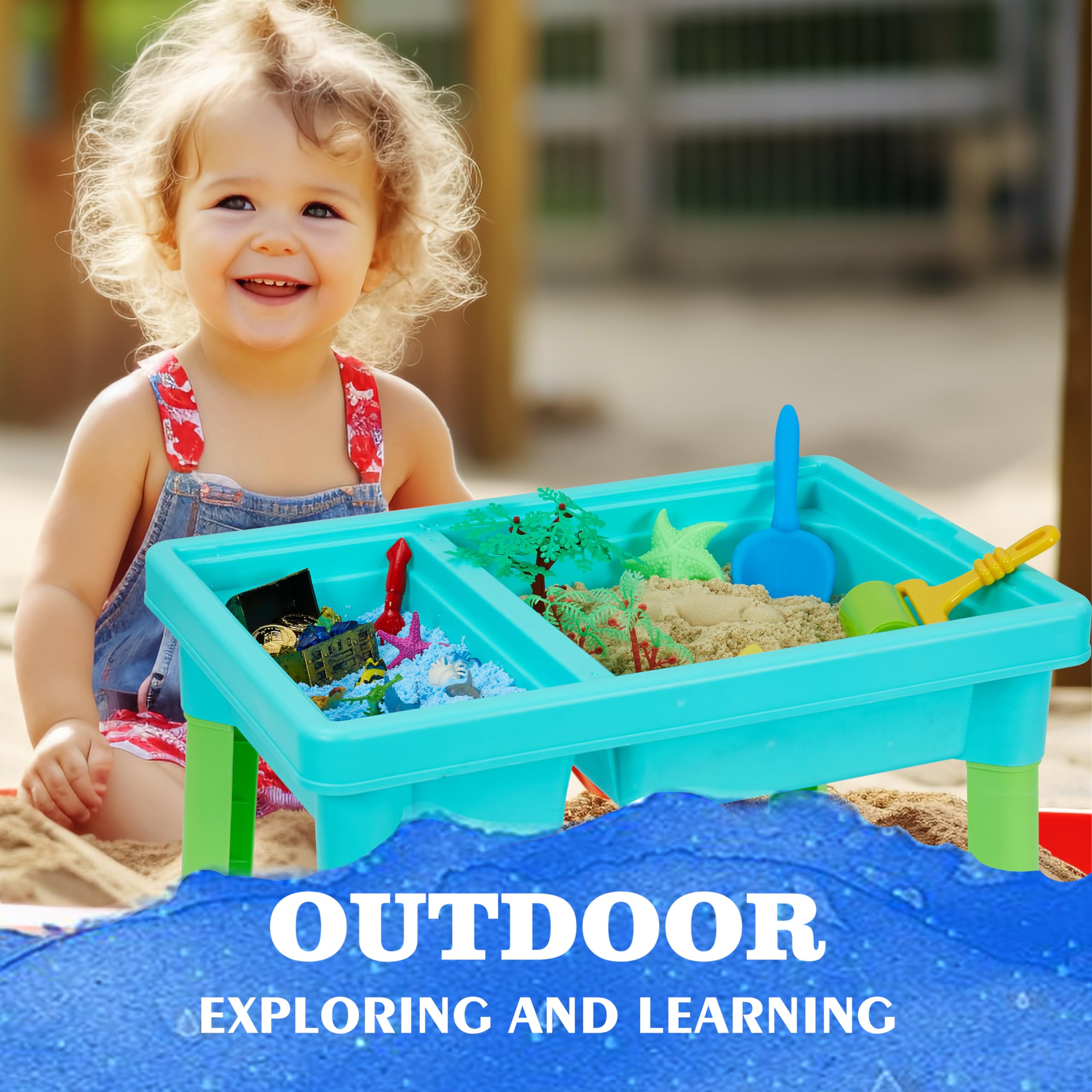 Carolart Ocean Sensory Table with scoop and sifter boosts fine motor skills.