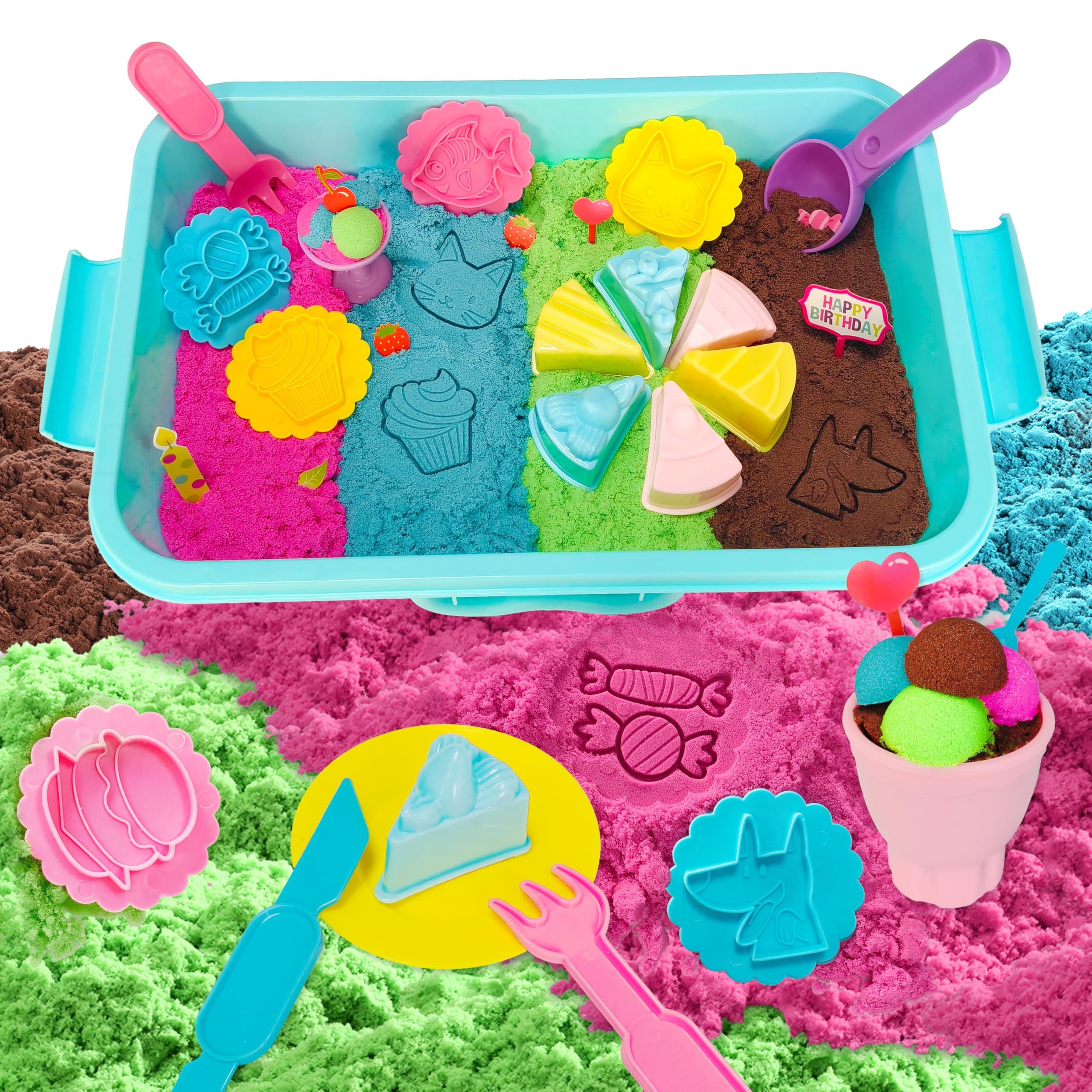 Carolart sensory bin ice cream kit with colorful sand for creative pretend play.