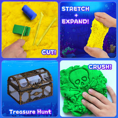 Carolart Sensory Sand with gems and coins stimulates exploration.