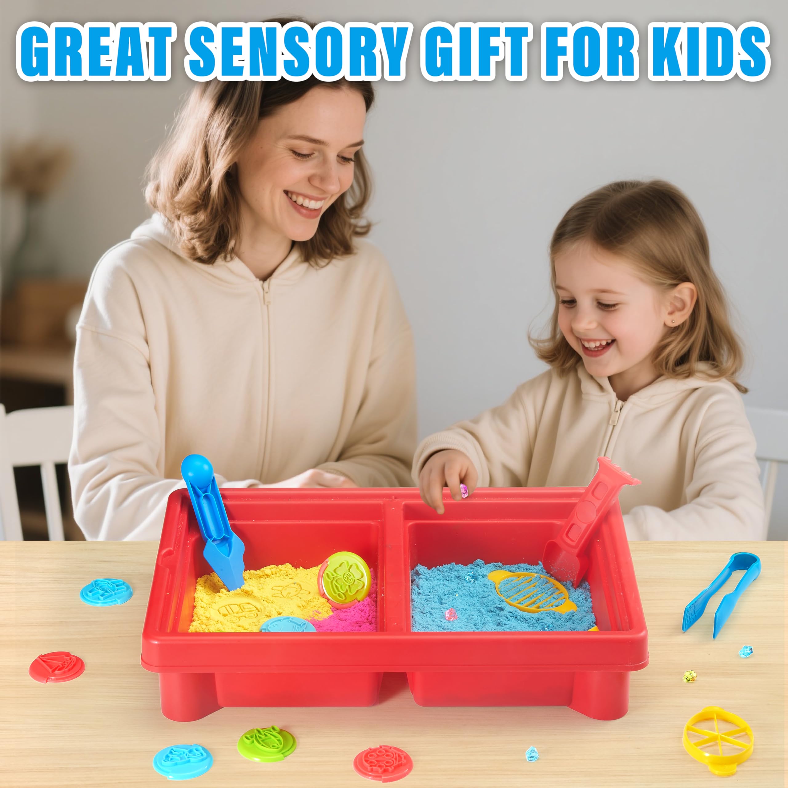 Children playing at a Carolart sensory table enjoying tactile exploration.