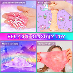 Carolart Unicorn Slime Kit six airtight containers to keep slime fresh.