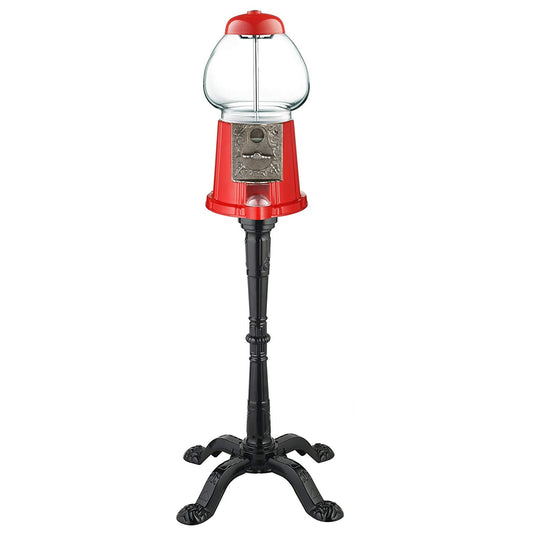 CAROUSEL large gumball bank with classic red finish on display stand