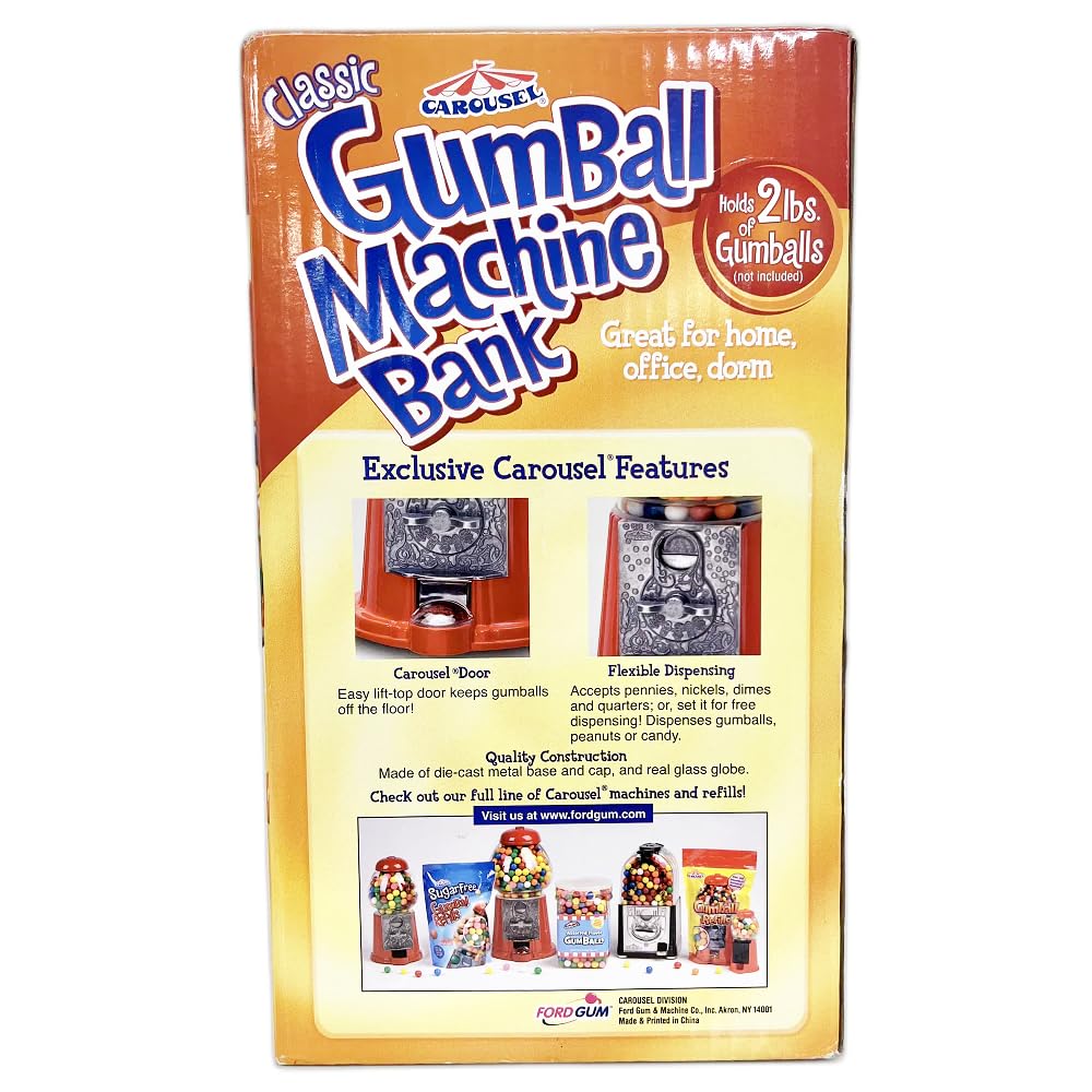 Carousel gumball bank anti spill cover keeps contents contained