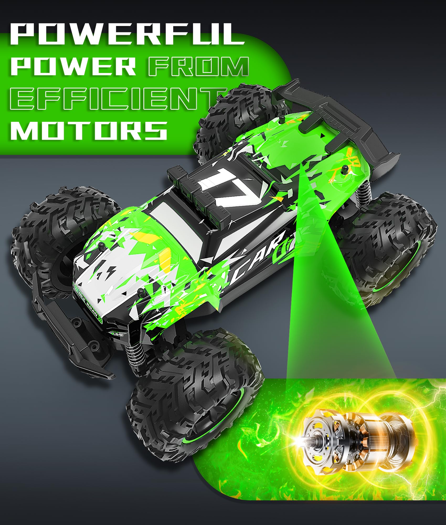 Carox dual 900mAh batteries extend playtime and quick charging.