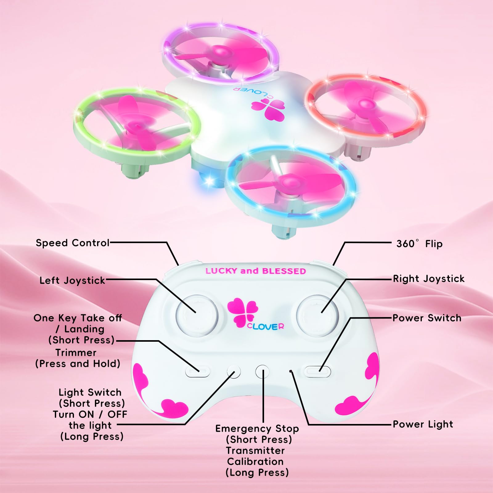 Carox Lucky Clover Mini Drone performing a controlled 3D flip.
