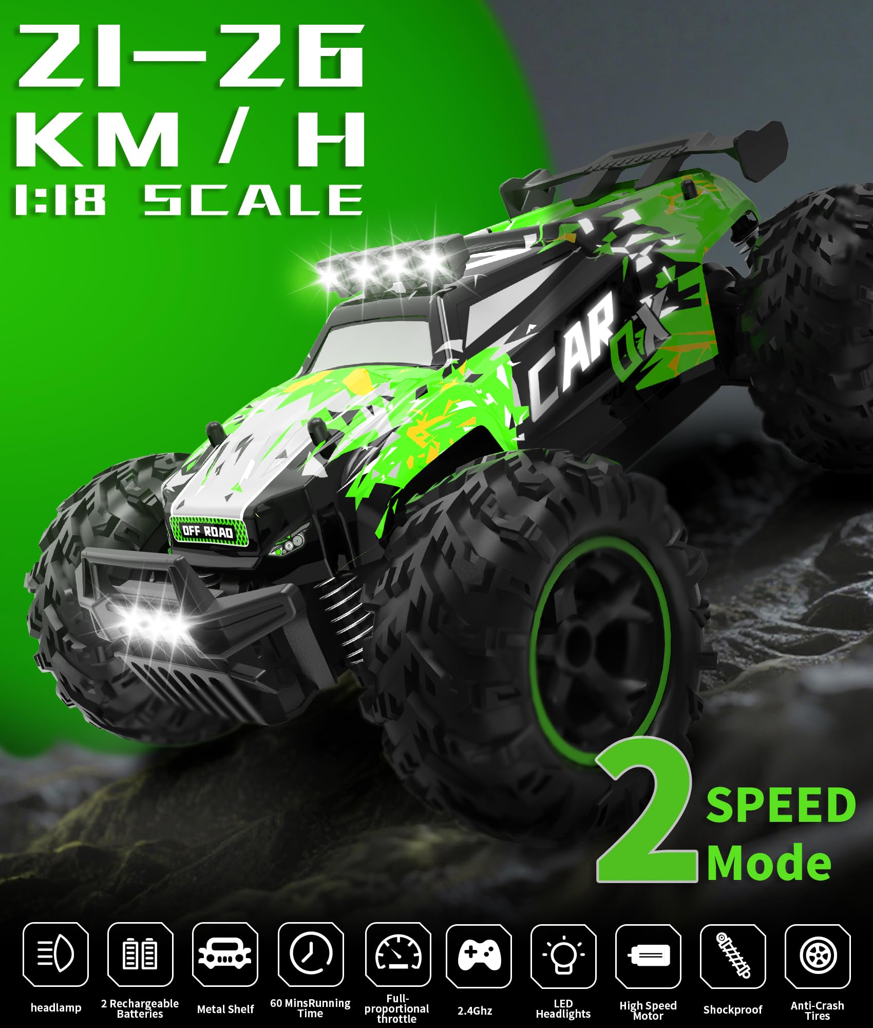 Carox nylon body durable shell with see-through glow under LEDs.