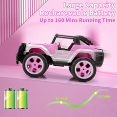 Carox pink RC car with doll included for imaginative adventures.