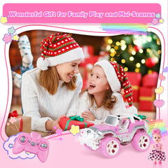 Carox Pink RC Jeep with Doll packaged gift-ready for birthdays or holidays