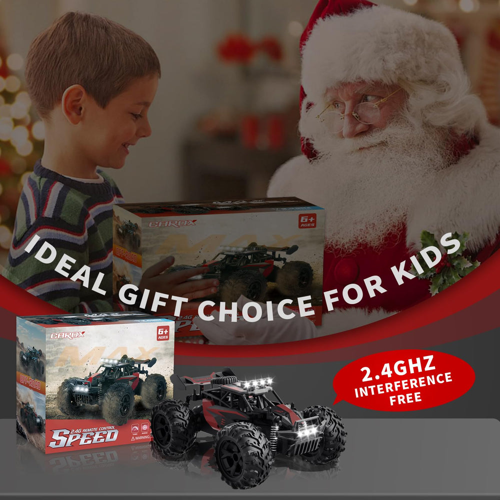 Carox RC car packaging is gift-ready for ages six and up.