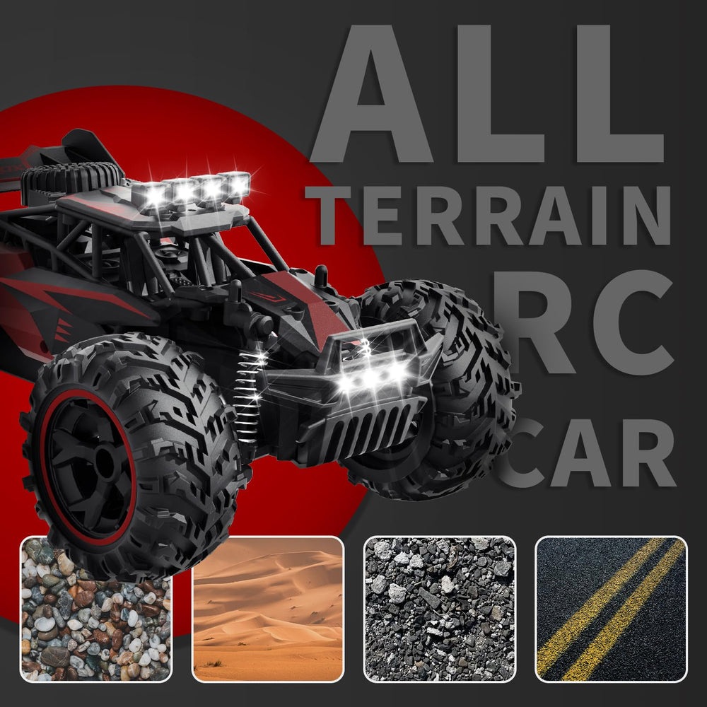 Carox RC car side view shows compact indoor-friendly size.