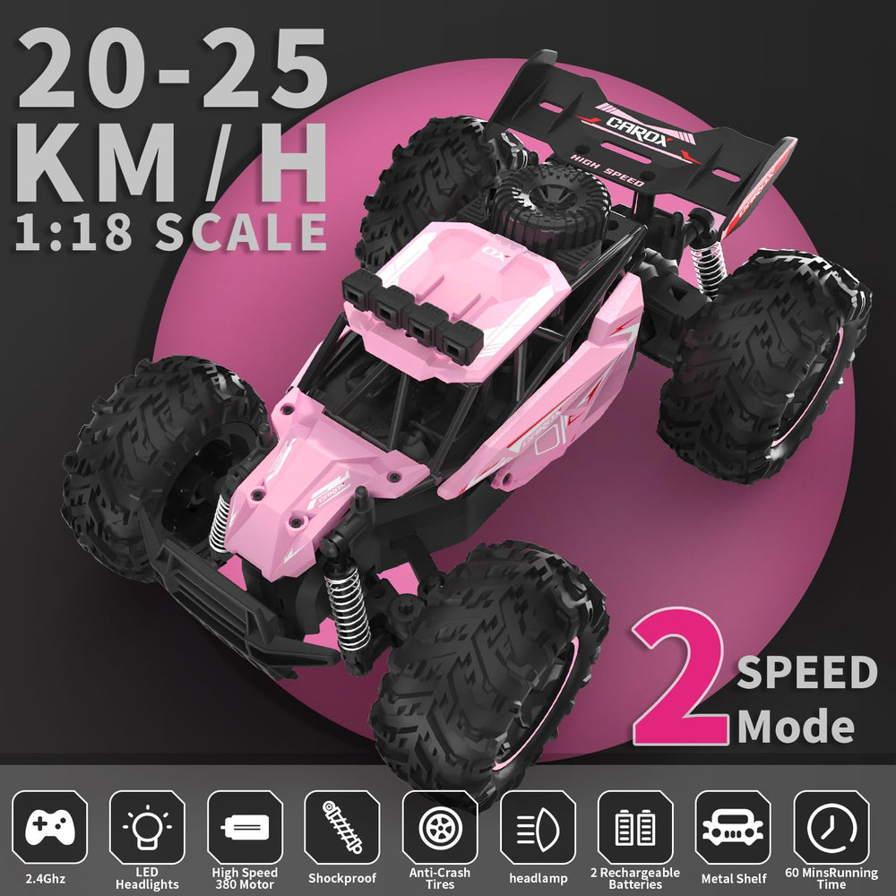 Carox RC car with LED roof lights for night play.