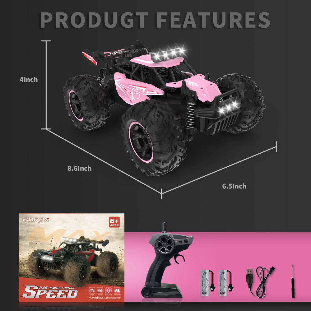 Carox remote control car in dusk action for night driving.