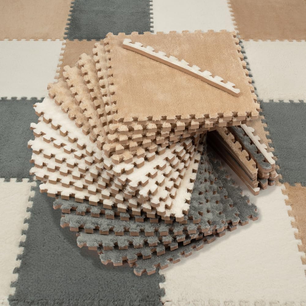 CARPETBOX puzzle mat tiles assembled showing a safe play area for babies