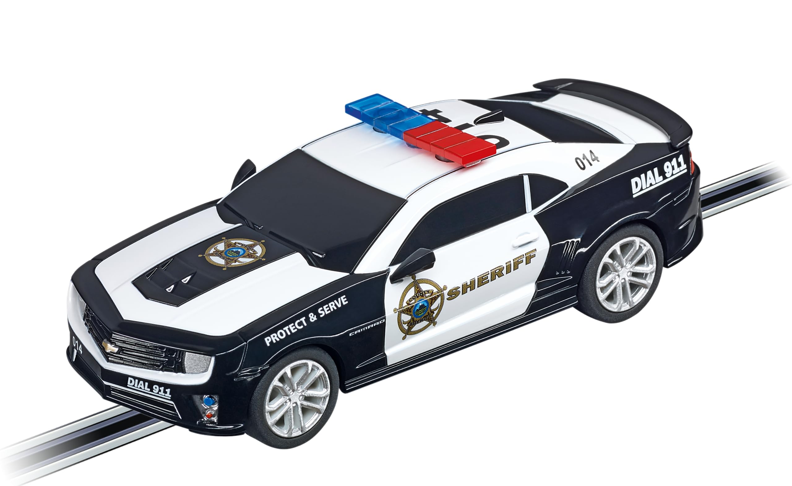 Carrera 64031 Sheriff livery close-up highlighting replaceable brushes