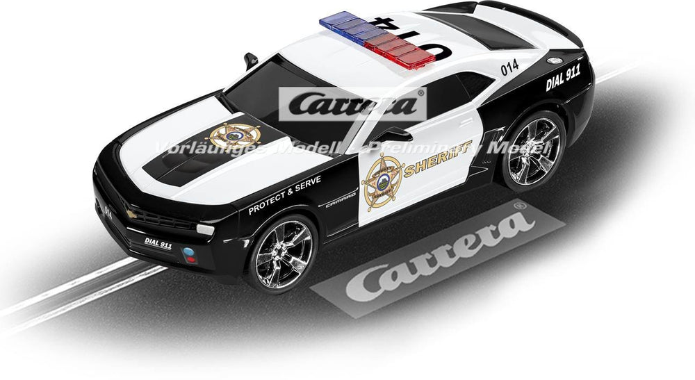 Carrera Camaro ZL1 Sheriff front view highlighting sleek design and race-ready stance