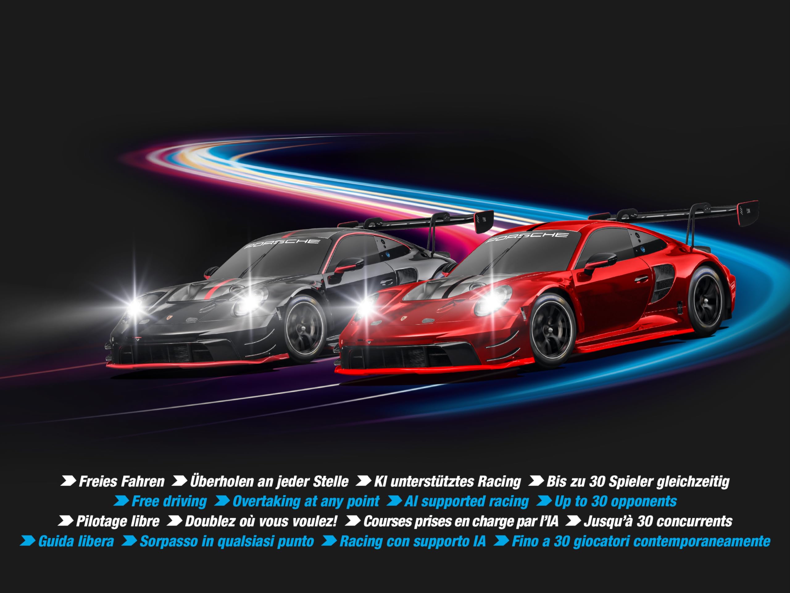 Carrera hybrid technology components powering a modern racing feel.
