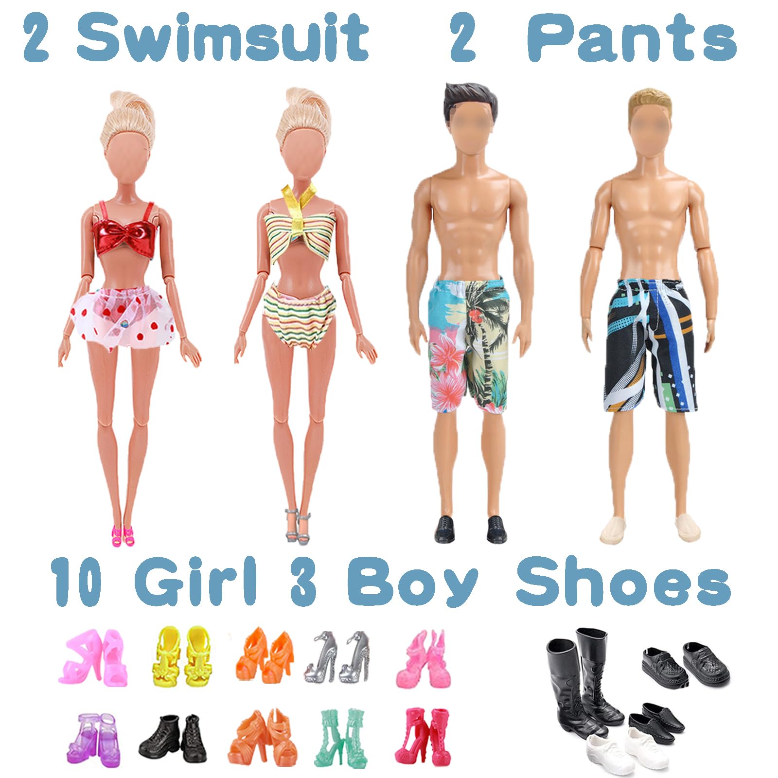 Carreuty boy shoes set for 12-inch dolls, durable plastic and safe for kids.