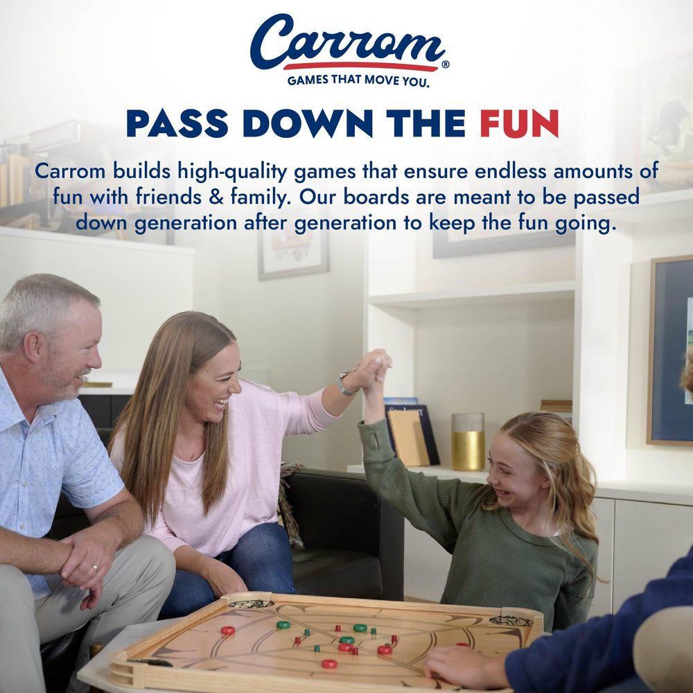 Carrom Board Game Set includes enhanced corner nets for smoother gameplay
