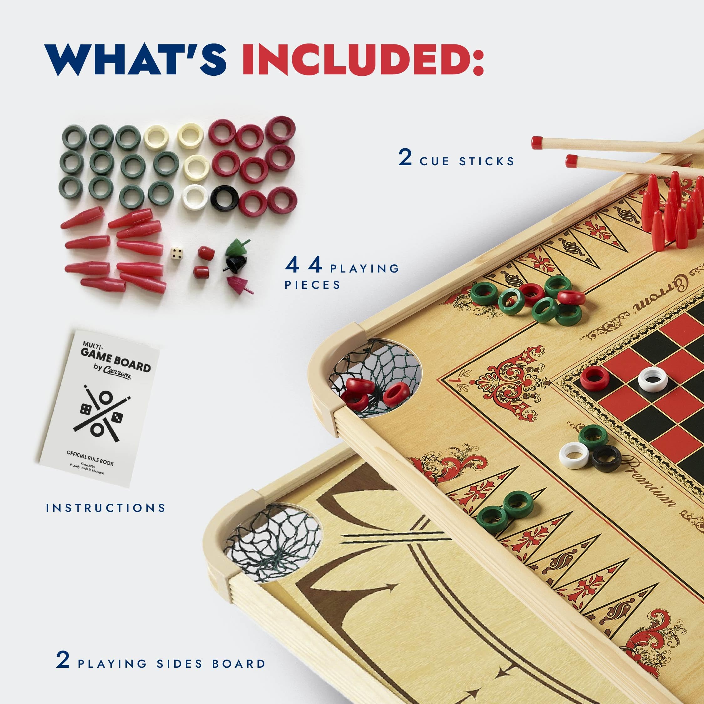 Carrom Board Game Set includes numbered discs for fast, organized gameplay