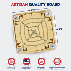 Carrom Board Game Set built with a sturdy wood frame for lasting use