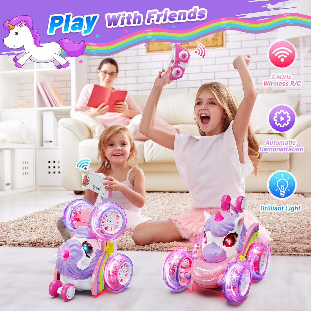 Carsky Unicorn RC car side view shows compact body for indoor space.