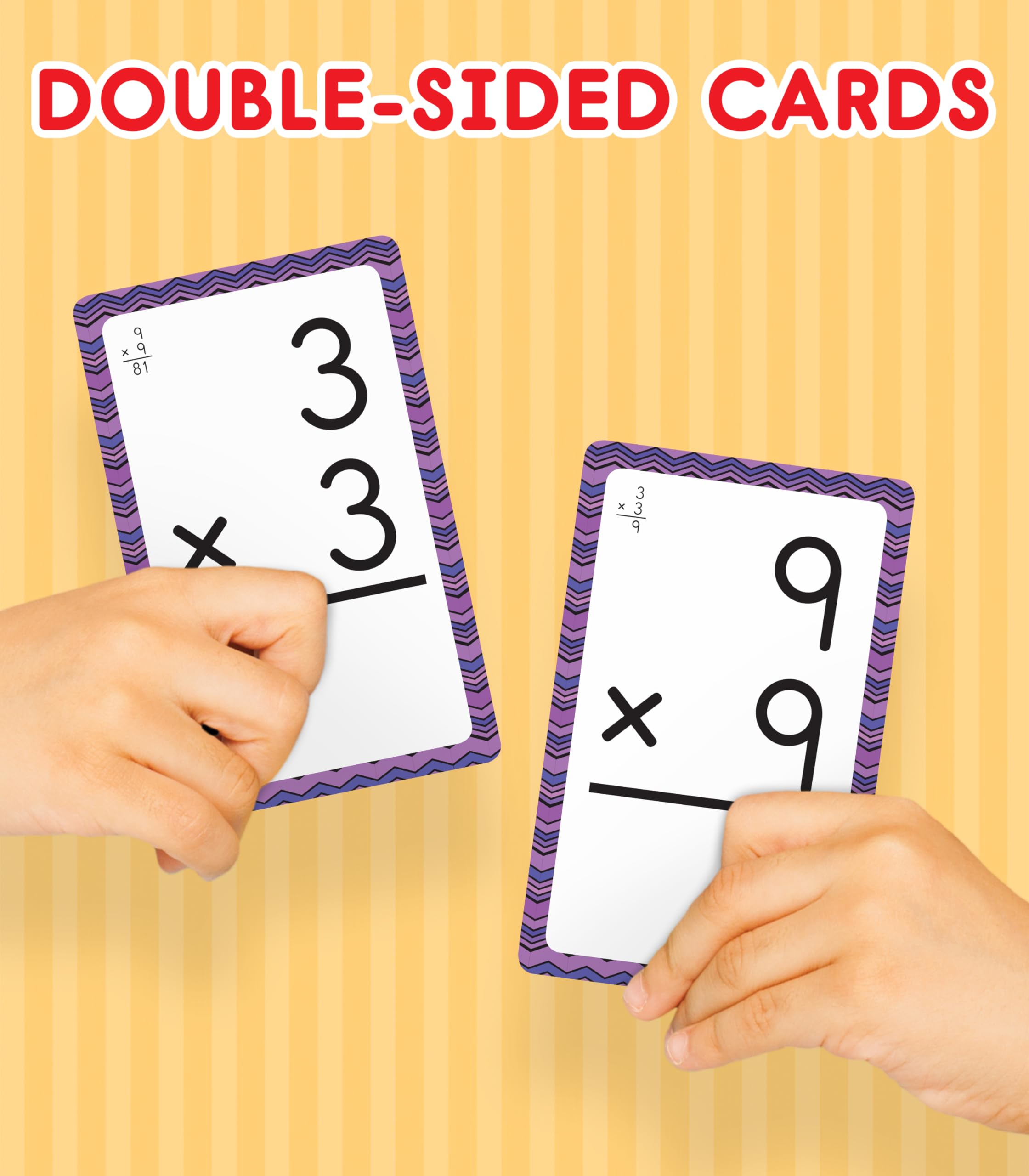 Carson Dellosa cards held in a child’s hand to show portable size