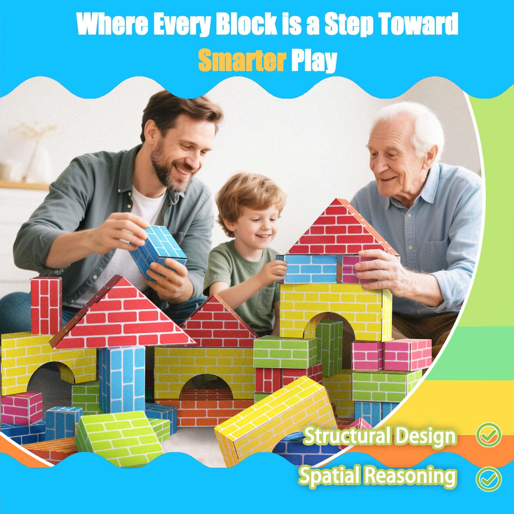 Cartboatoy blocks in multiple sizes and colors support creative construction play.