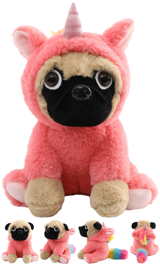 CASAGOOD Pug Unicorn Plush in unicorn costume, great for imaginative play