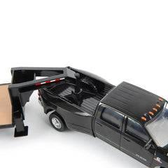 Case SV340B skid-steer loader included for loading on trailer.