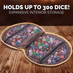 CASEMATIX dice case with netted pouches keeps dice secure and organized during travel