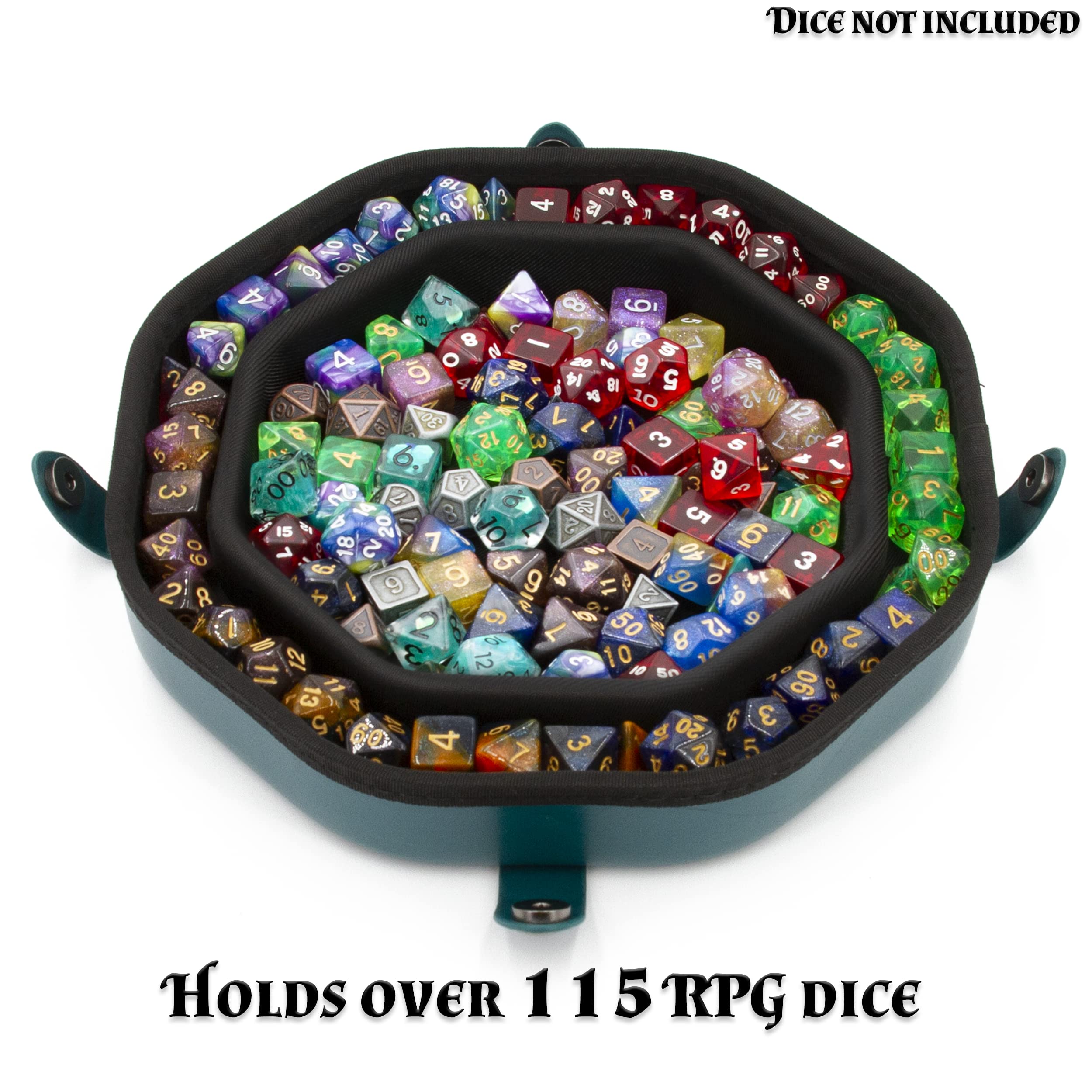 CASEMATIX storage case demonstrates capacity for up to 115 dice