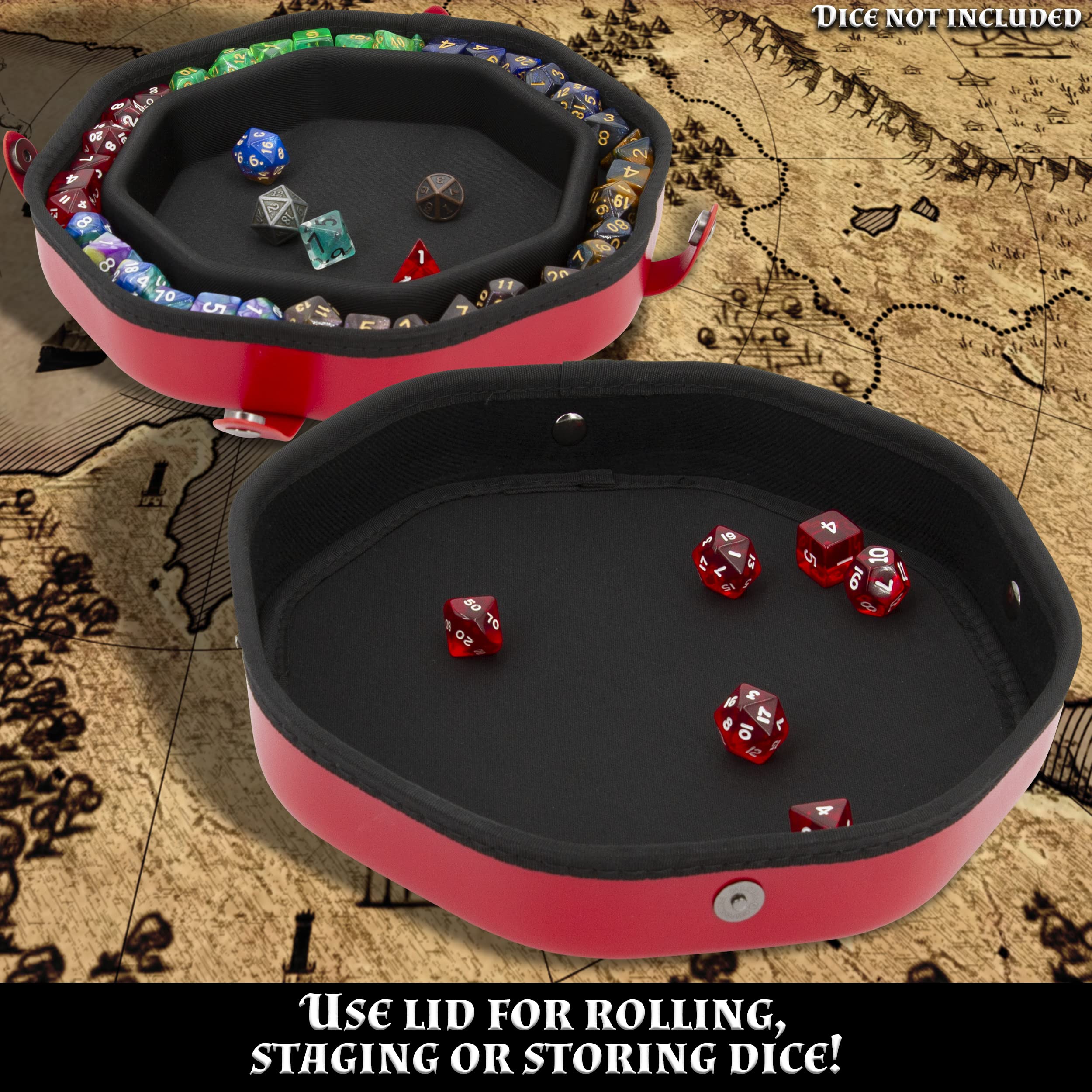 CASEMATIX lid doubles as portable dice tray for on-table play.