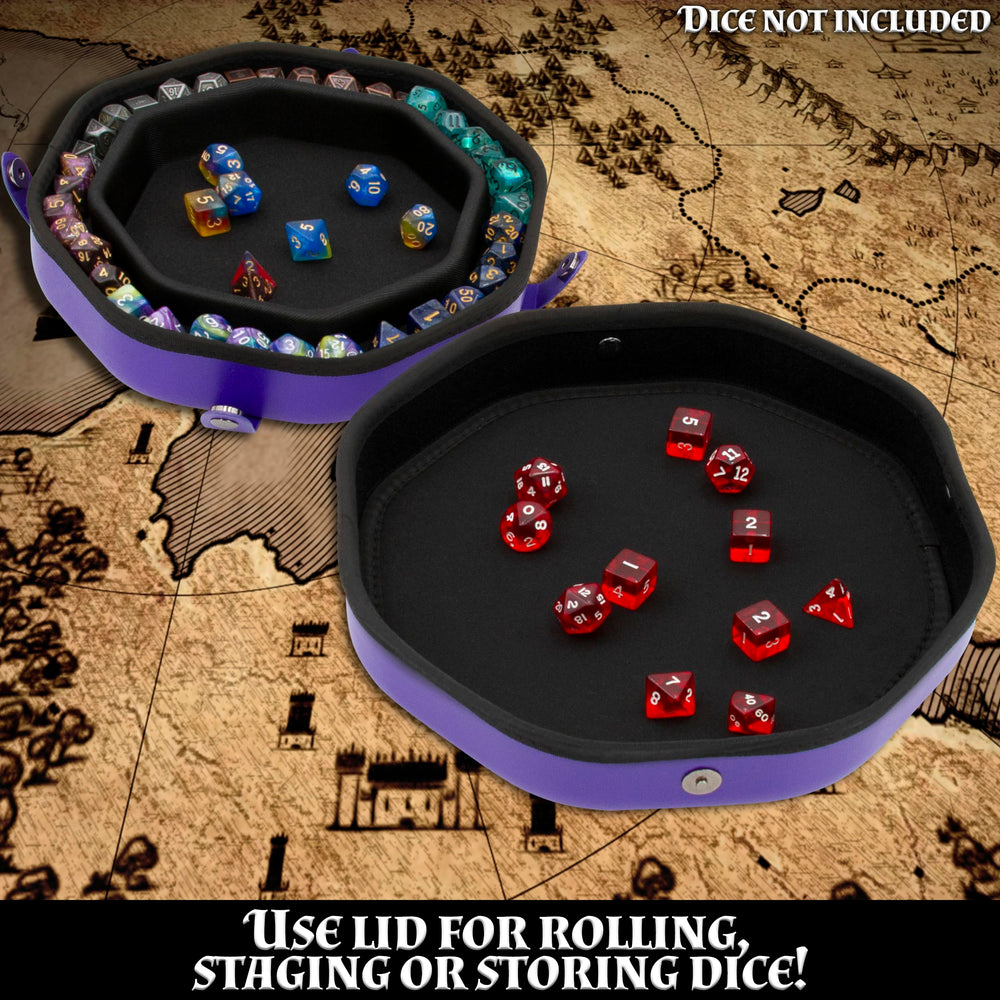 CASEMATIX Dice Tray magnetic snaps, quick secure closure.