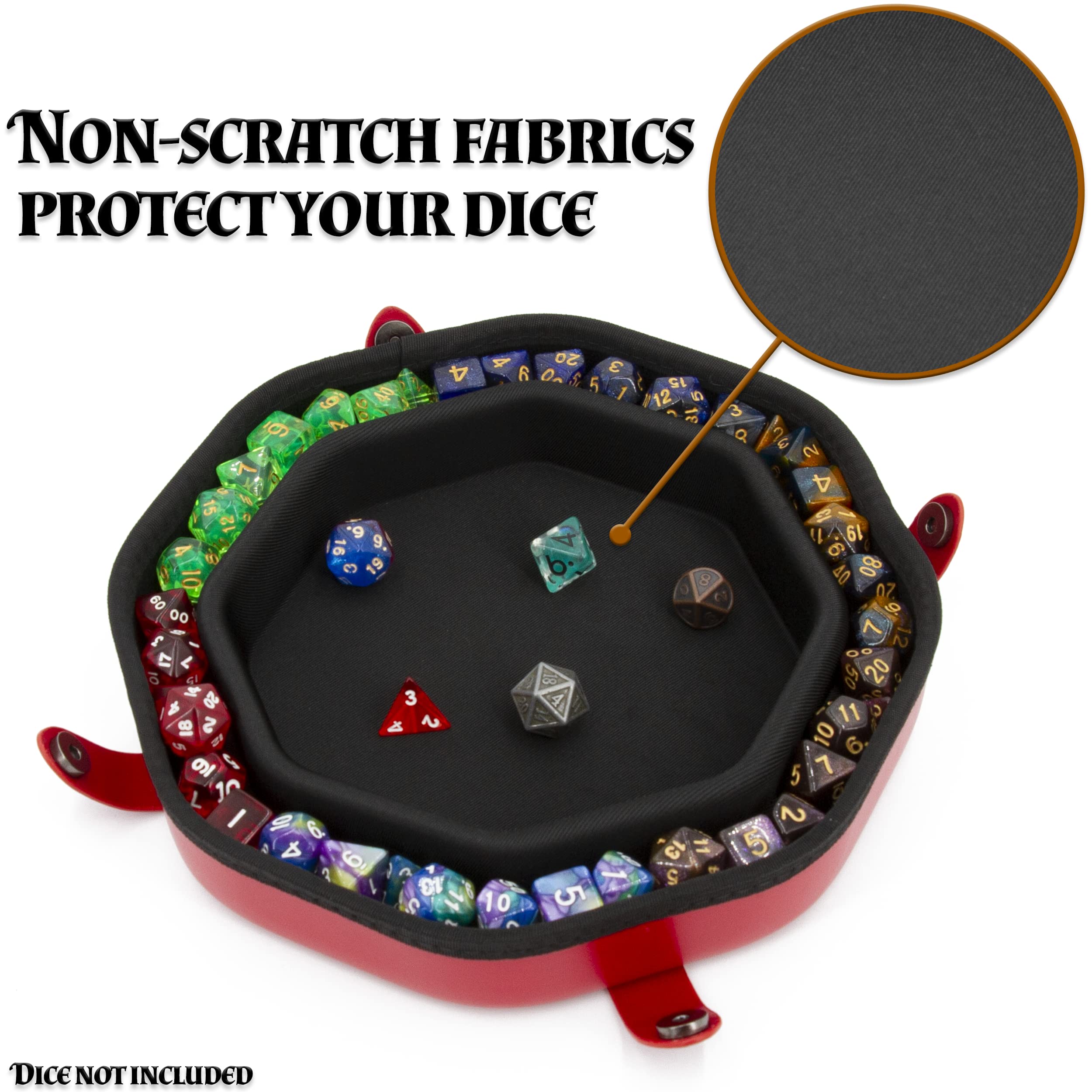CASEMATIX staging area fits up to six dice sets for organization.