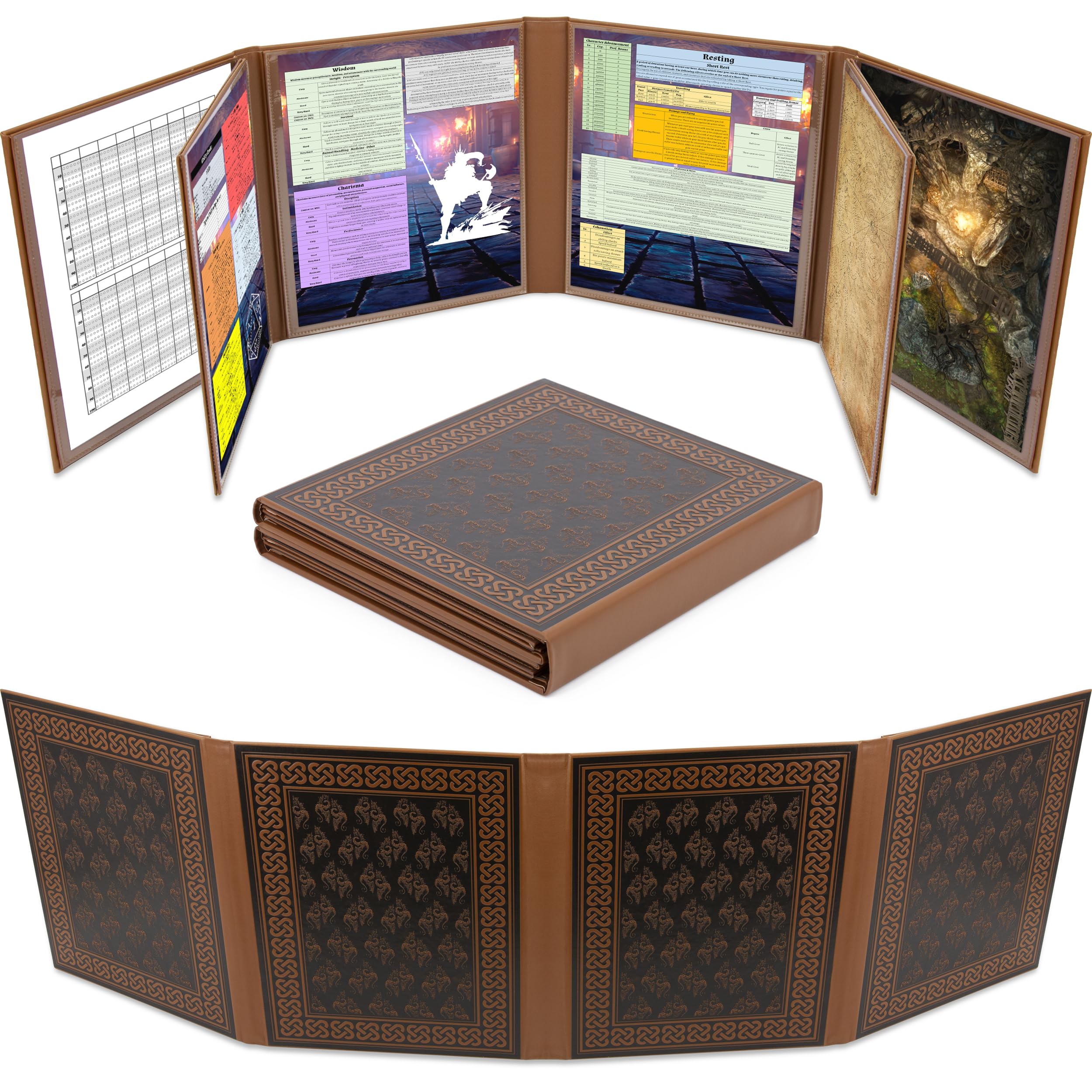 CASEMATIX DM Screen Deluxe Eight-Panel protects session notes during plays.