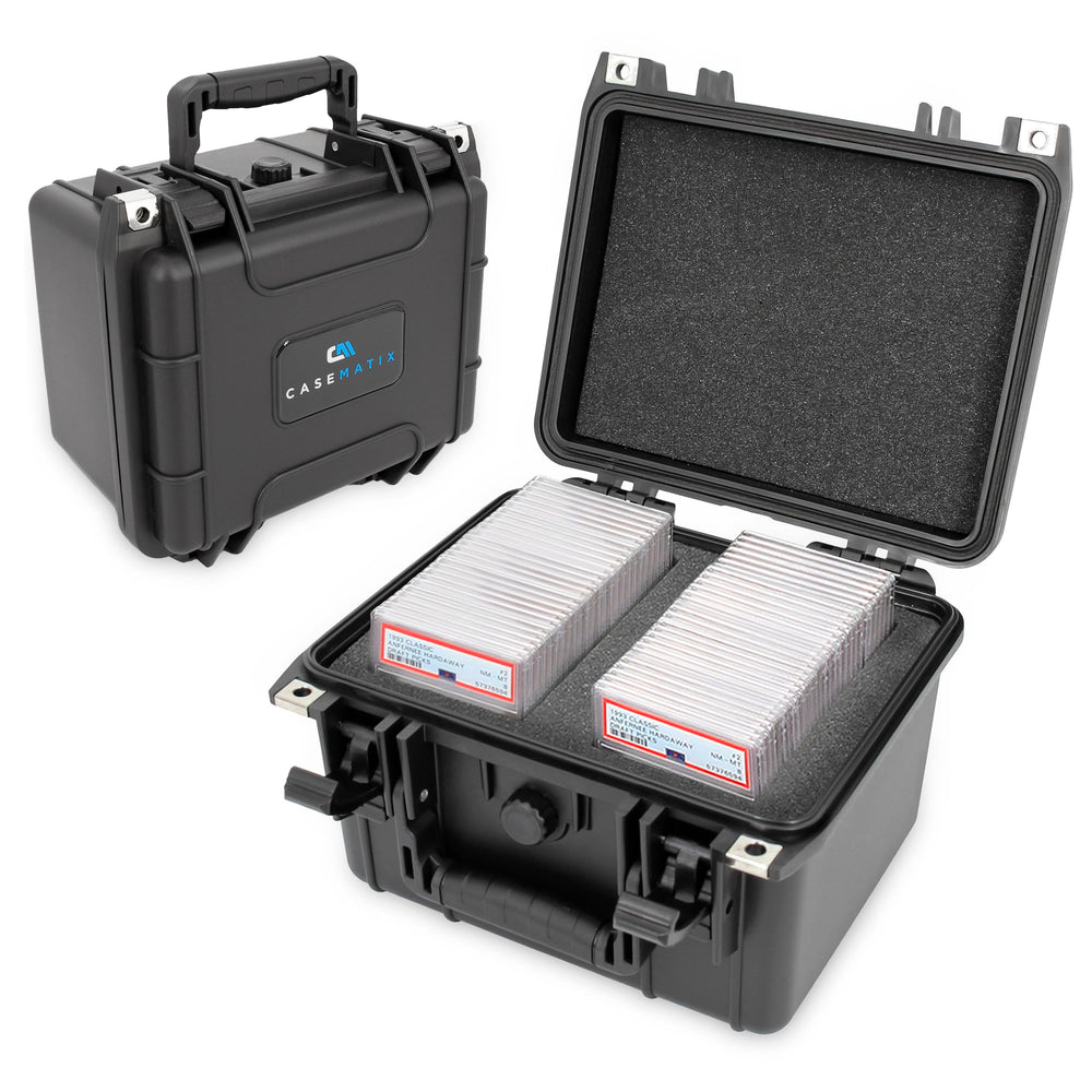 Casematix graded card case front view highlights durable shell for safe card storage.