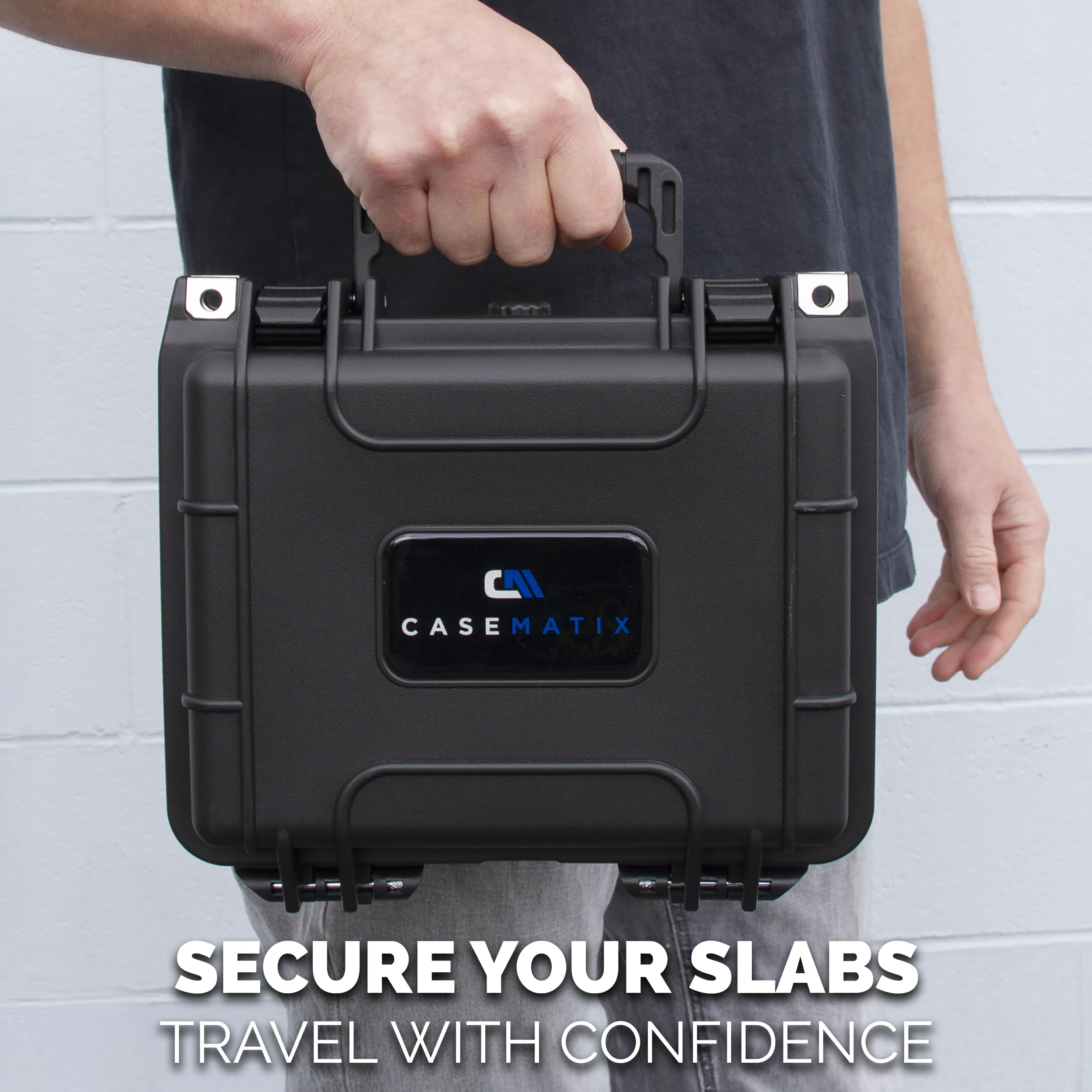 Casematix graded card case interior foam demonstrates impact absorption and card separation.