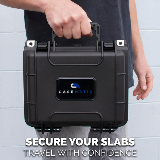 Casematix graded card case interior foam demonstrates impact absorption and card separation.