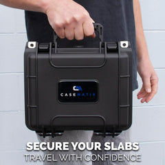 Casematix graded card case interior foam demonstrates impact absorption and card separation.