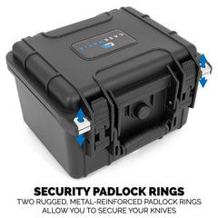Casematix graded card case padlock rings allow secure shipment or storage.
