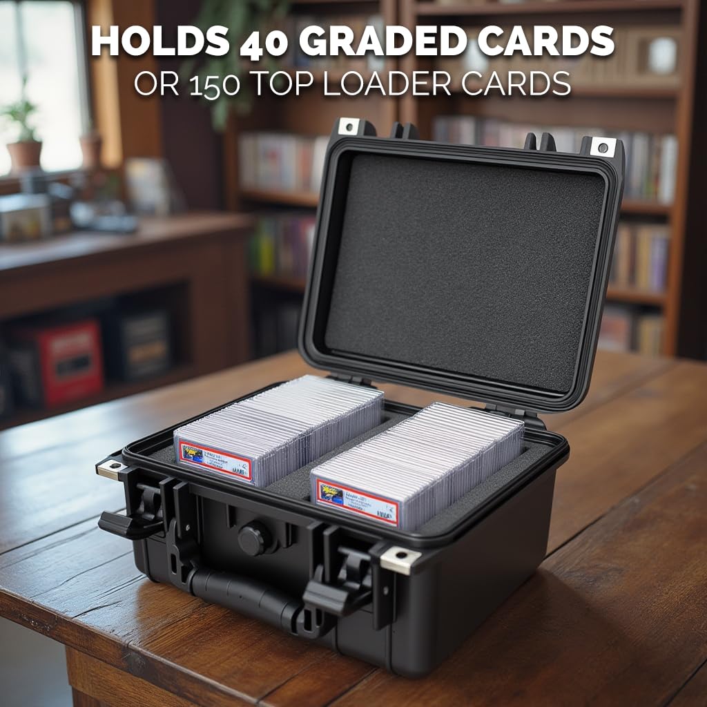 Casematix graded card case vertical slots show organized slab storage options.