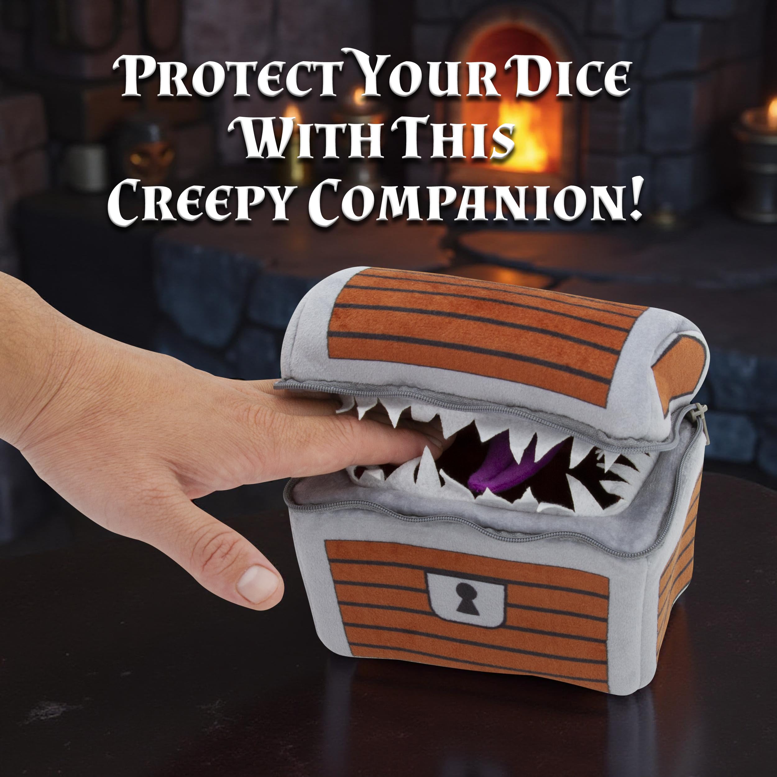 CASEMATIX Mimic Dice Chest with travel carabiner clip for easy transport.