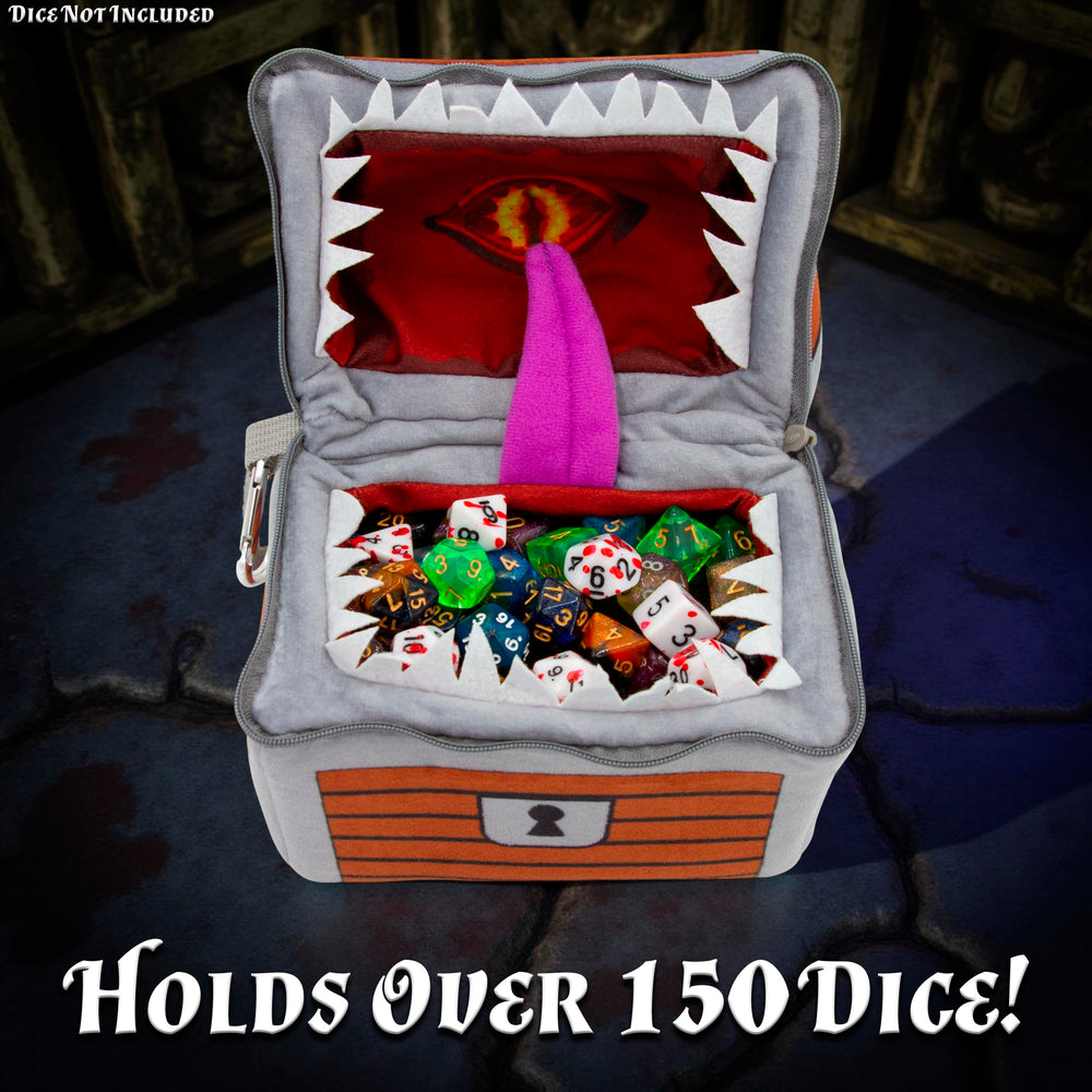 CASEMATIX Mimic Dice Chest interior with teeth and tongue for dramatic display.