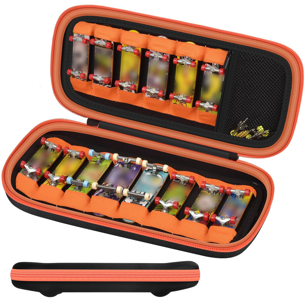 casmilee fingerboard case front view shows organized storage for tech decks