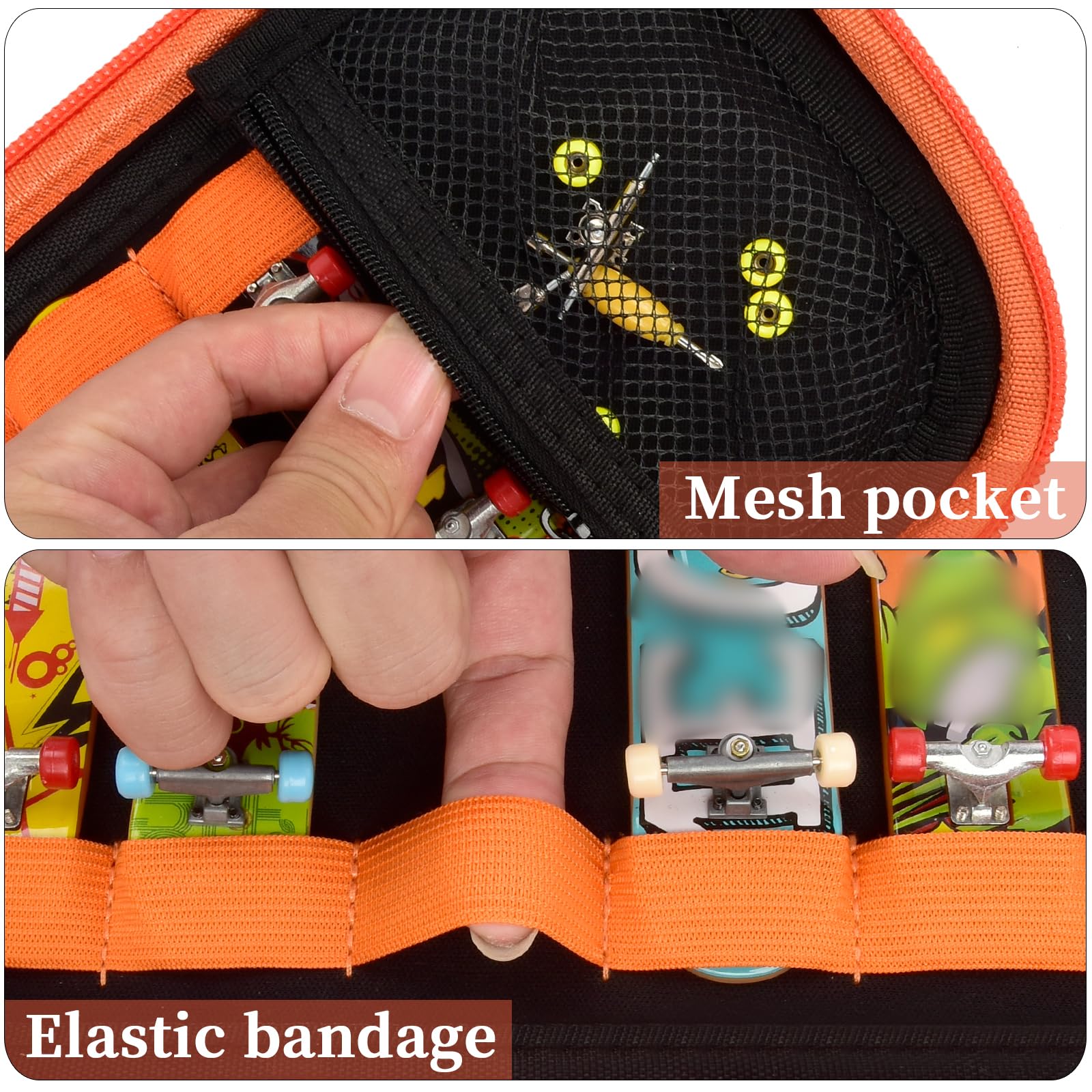 casmilee fingerboard case mesh pocket lid stores small parts