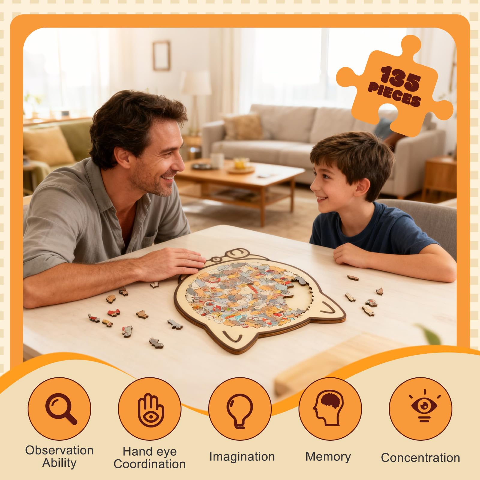 Laser-cut edges ensure smooth fit on eco-friendly wooden pieces.