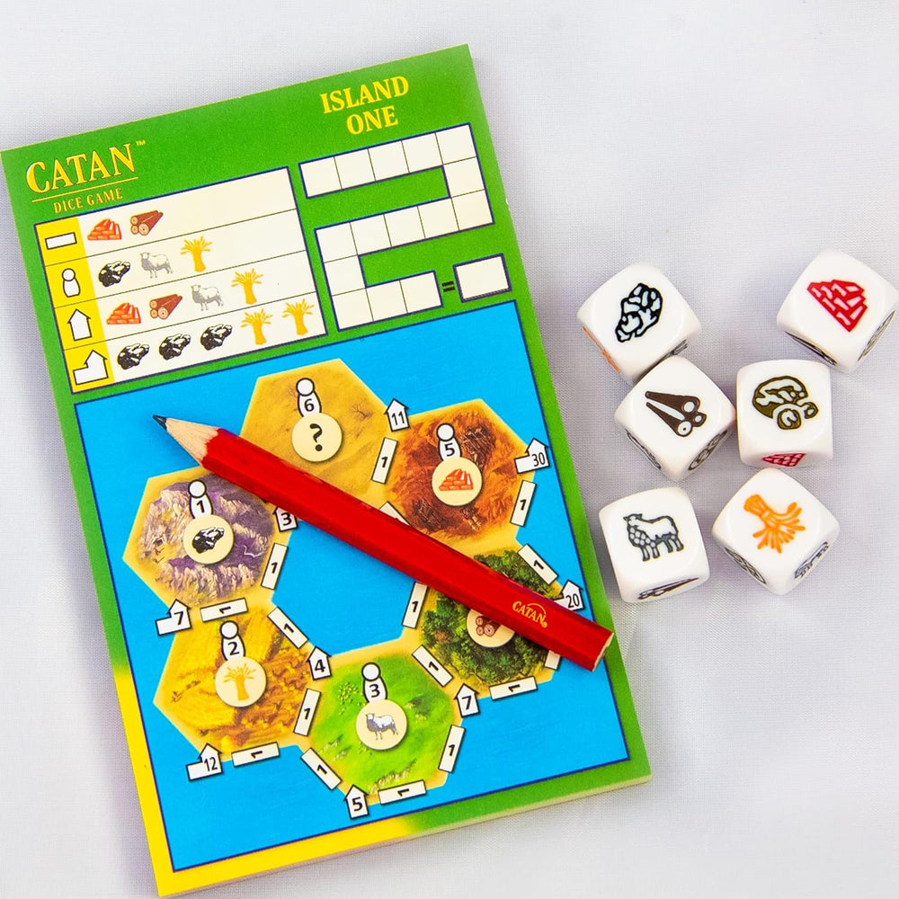 CATAN Dice Game compact box keeping components organized for transport.